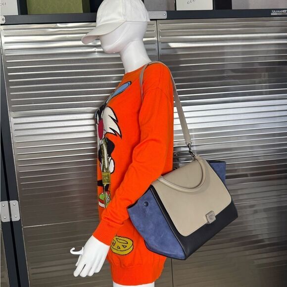 Celine Colorblock Leather Suede Medium Trapeze Shoulder Bag - Picture 14 of 14